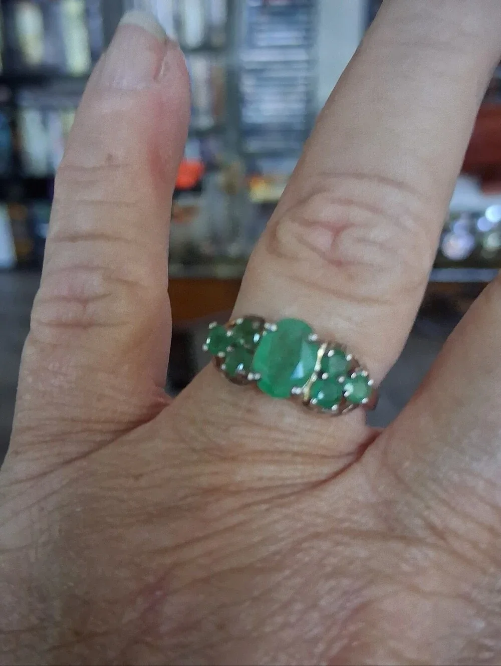 .925 Sterling Silver 3 Ctw Natural Emerald Cluster Ring Size 7